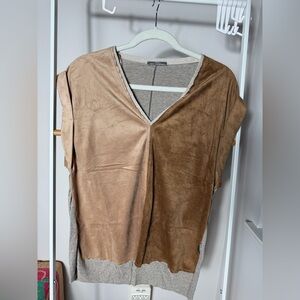 Zara Brown V-Neck Women's Blouse